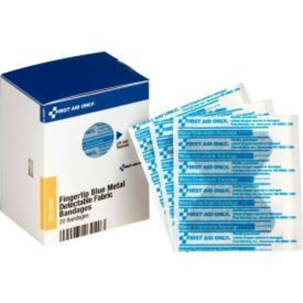 Acme United First Aid Only FAE-3040 SmartCompliance Refill Fingertip Metal Detectable Bandages, Blue, 20/Box FAE-3040